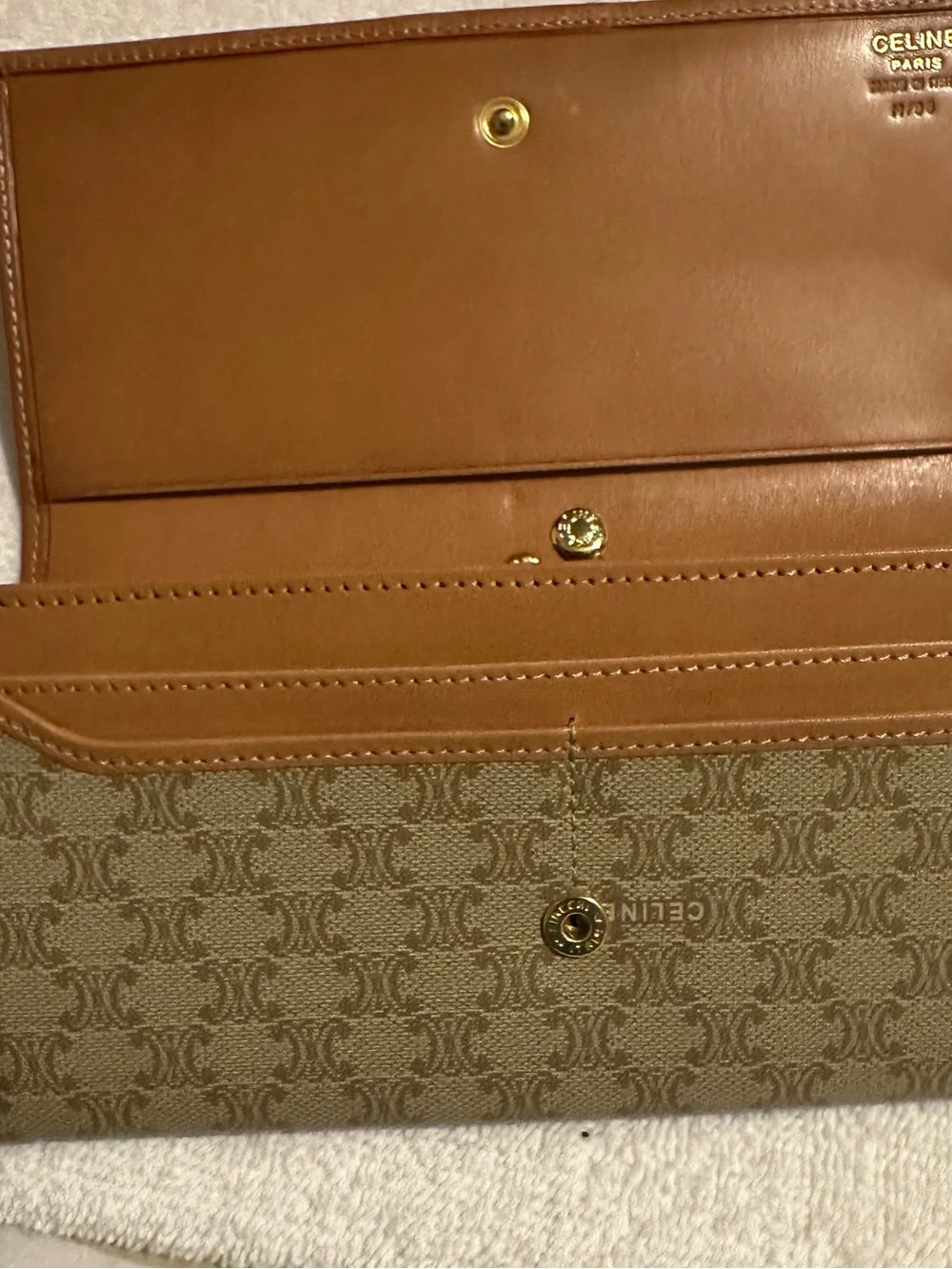 Celine Macadam Kiss Lock Wallet Leather Long Wallet Made in Italy